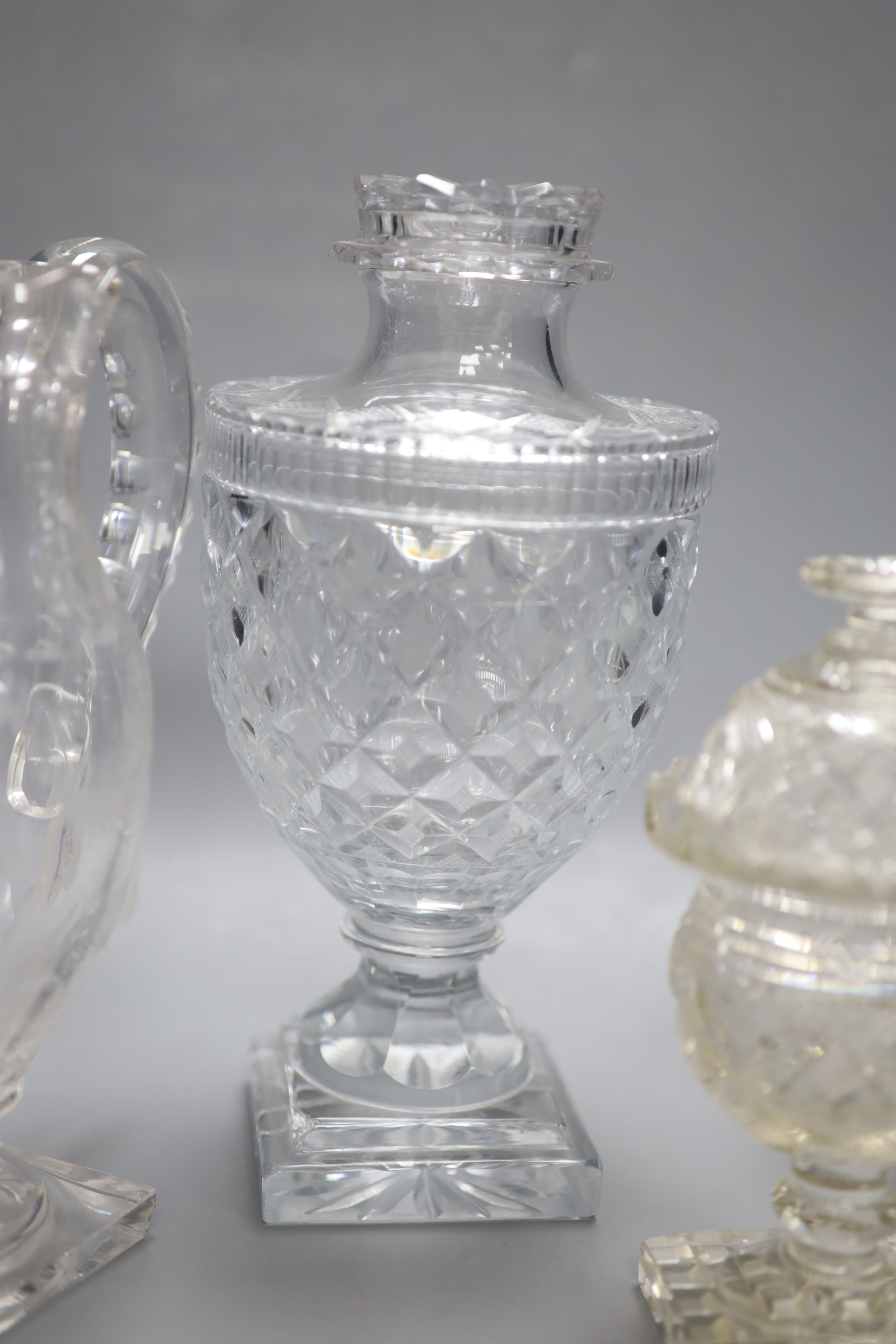 A quantity of 19th century cut glass, sweetmeat dish, etc., tallest 25cm